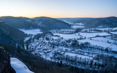 Eifel Ulusal Parkı, Kuzey Ren Vestfalyası, Almanya 'daki manzaranın panoramik görüntüsü