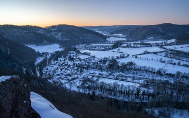 Eifel Ulusal Parkı, Kuzey Ren Vestfalyası, Almanya 'daki manzaranın panoramik görüntüsü