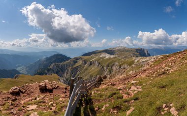 Panoramic image of landscape in South Tirol with famous Schlern mountain, Italy, Europe clipart