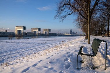 Köln, Almanya - 18 Ocak 2024: Köln 'ün panoramik görüntüsü 18 Ocak 2024' te Almanya, Avrupa 'da