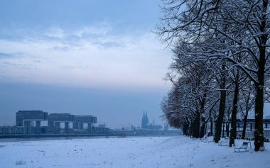 Köln, Almanya - 18 Ocak 2024: Köln 'ün panoramik görüntüsü 18 Ocak 2024' te Almanya, Avrupa 'da