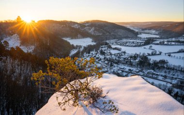 Eifel Ulusal Parkı, Kuzey Ren Vestfalyası, Almanya 'daki manzaranın panoramik görüntüsü