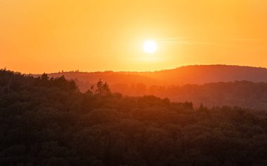 Güzel manzaranın panoramik görüntüsü, Eifel, Rhineland-Palatinate, Almanya