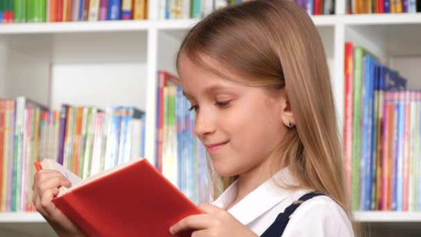 Girl Reading Book Kid Learning School Child Studying Home Coronavirus — Αρχείο Βίντεο