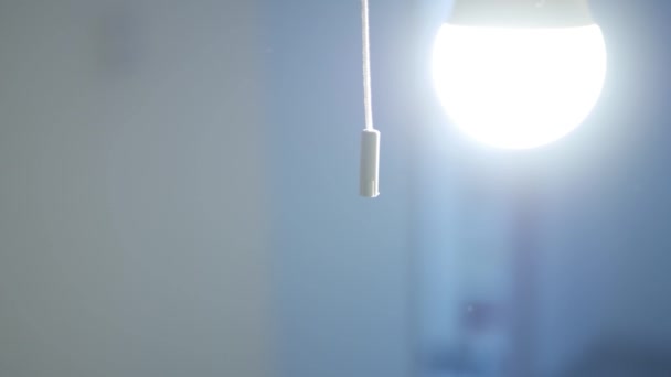 Pull Switch Turning Light Led Bulb Turn Light Dark Room — Vídeos de Stock