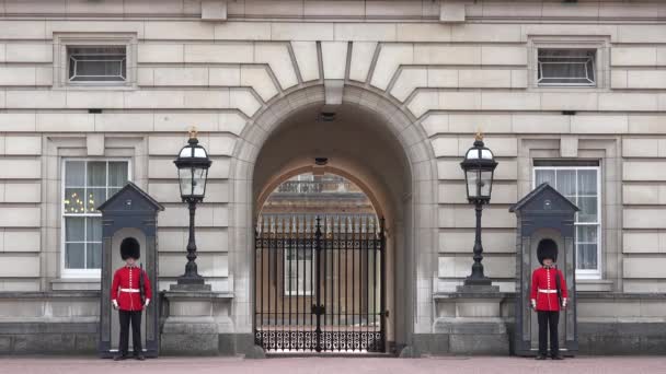 Londres Buckingham Palace Armado Inglês Guarda Marchando Guardando Lugares Famosos — Vídeo de Stock