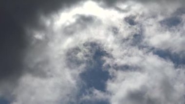 Clouds on Blue Sky Timelapse, Dramatic Stormy Cloudy Day, Fluffy Rainy Clouds View, Cloudscape Time Lapse