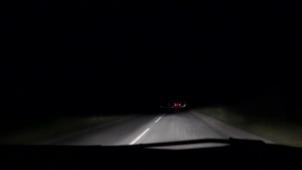 Night Traffic Road Driving Car Dark Highway Roadway Freeway Traveling — Αρχείο Βίντεο