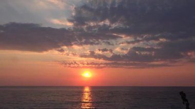 Sunset Bulutları, Sea Beach Timelapse, Sunrise on Seashore, Ocean Sundown in Time Lapse, Summer View Manzarası