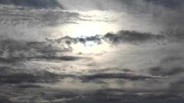 Clouds in Sky Timelapse, Dramatic Sunset Time Lapse, Sunny Rays Fluffy Cloud, Sunbeams in Blue Cloudy Sky,  Sun Stormy Time Lapse