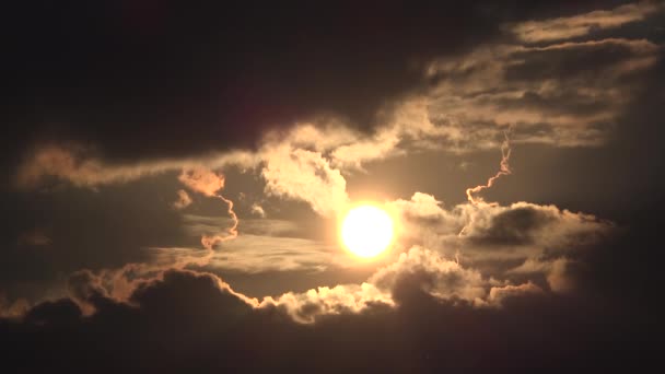 Timelapse Drámai Naplemente Felhőkkel Égen Puffy Felhős Beállítás Alkonyatkor Éghajlat — Stock videók