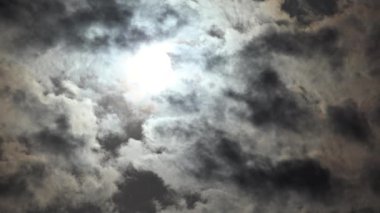 Clouds in Sky Timelapse, Dramatic Sunset Time Lapse, Sunny Rays Fluffy Cloud, Sunbeams in Blue Cloudy Sky,  Sun Stormy Time Lapse