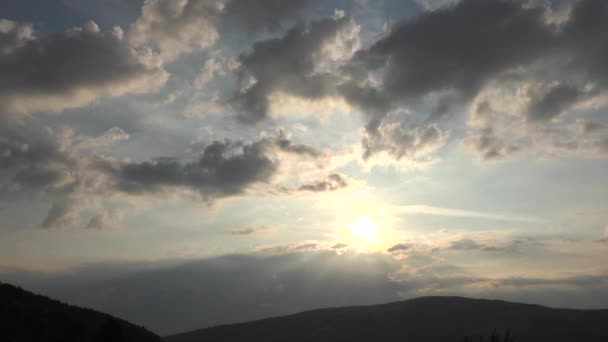 Sunset Mountains Timelapse Dramatic Sundown Clouds Rustic Landscape Sunrise Cloudy — Video Stock