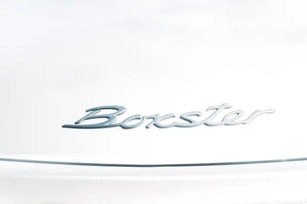Sevilla Spanien April 2023 Porsche Boxter Silver Färg Inskription Den — Stockfoto