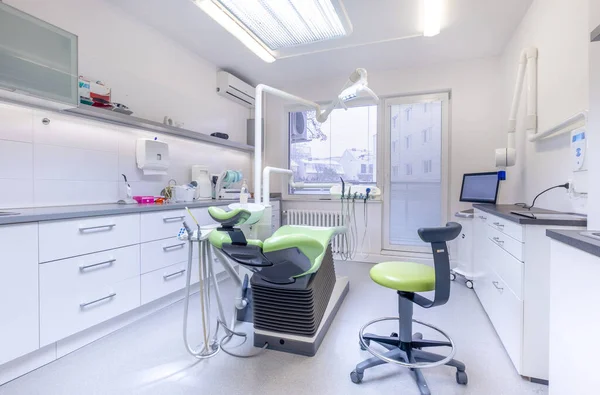 Comfortable Dental Chair Unit with Luxury Dental Chair in Dentist doctor clinic modern medical ward. Health care, medicare industry, heathcare technology concept image