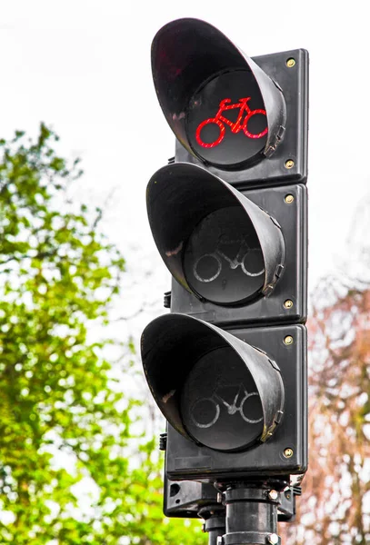 自転車用信号機の赤信号 — ストック写真