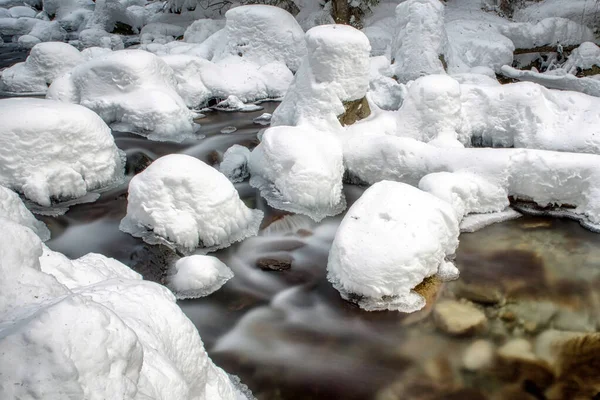 Dağ Deresinde Uzun Süre Donmuş Soğuk Akışı Yaşandı Slovakya Daki — Stok fotoğraf