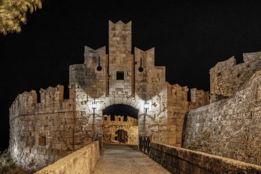 Historical Saint Paul's gate is entrance to the old town of Rhodes city in Rhodes island, Greece.