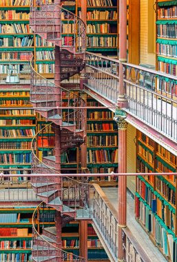 Amsterdam, Hollanda - 3 Nisan 2014: Hollanda, Amsterdam 'daki Rijksmuseum kütüphanesinde birçok kitap