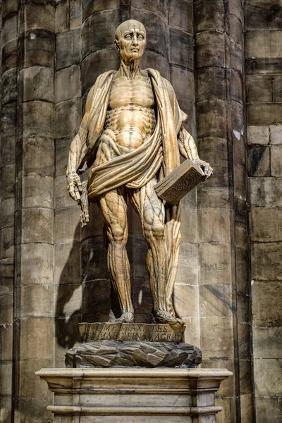 Milan Italy April 2018 Statue Bartholomew Duomo Milano Cathedral — Stock Photo, Image