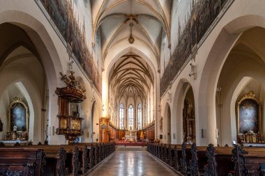 Trnava, Slovakya - 18 Mart 2023: Trnava, Slovakya 'daki St. Nicholas Bazilikası