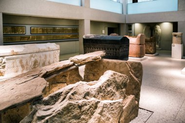 Berlin, Almanya - 7 Nisan 2017: Mısır firavunlarının lahiti Berlin 'deki Mısır müzesinde