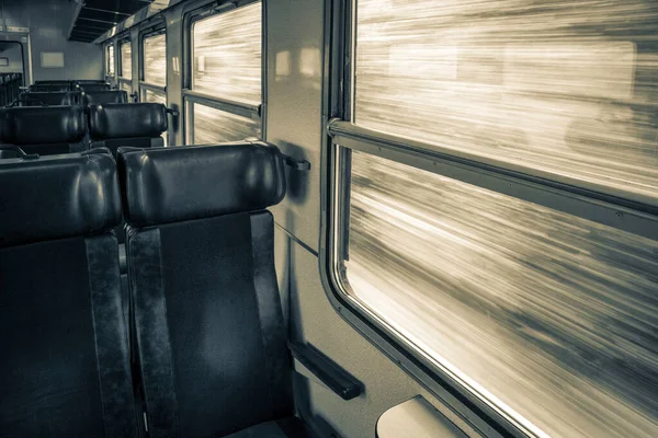 Leere Sitze Fahrenden Zügen — Stockfoto