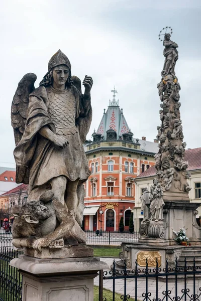 Barokke Plaquette Kolom Immaculata Stad Kosice Slowakije — Stockfoto