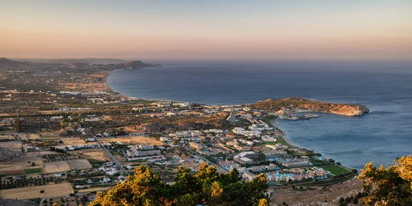 Schitterend Uitzicht Het Griekse Eiland Rhodos Met Resorts Buurt Van — Stockfoto