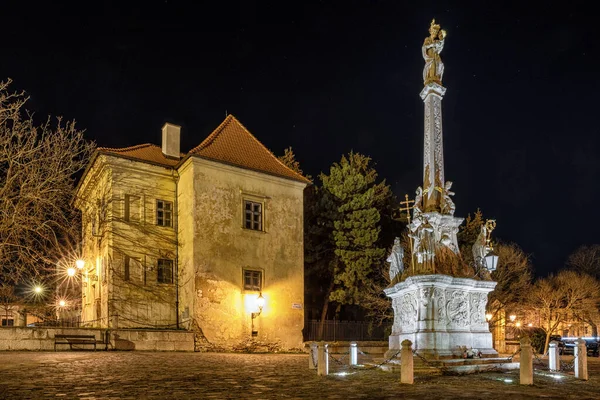 Plakový Sloupek Trojicny Stlp Městě Trnava Slovensku — Stock fotografie