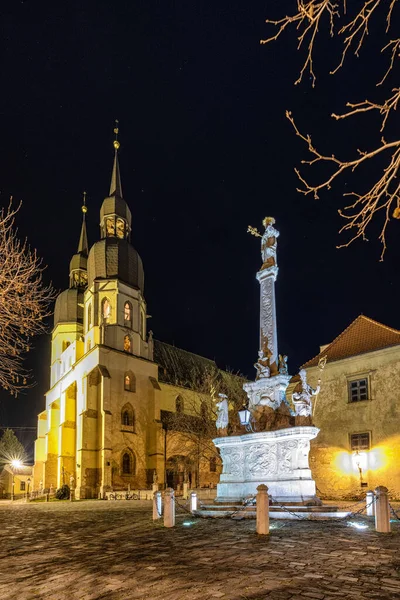 Plaquette Kolom Genaamd Trojicny Stlp Stad Trnava Slowakije — Stockfoto
