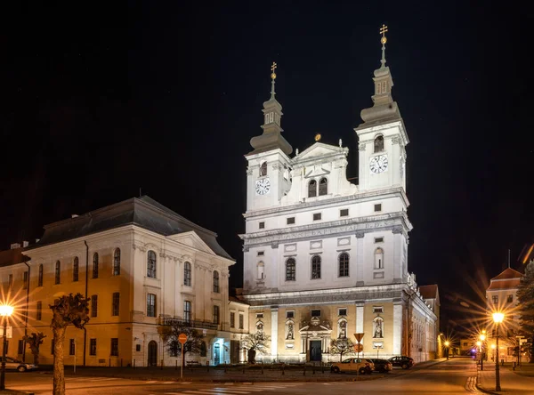 Trnava Slovakien Mars 2023 Johannes Döparens Katedral Natten — Stockfoto