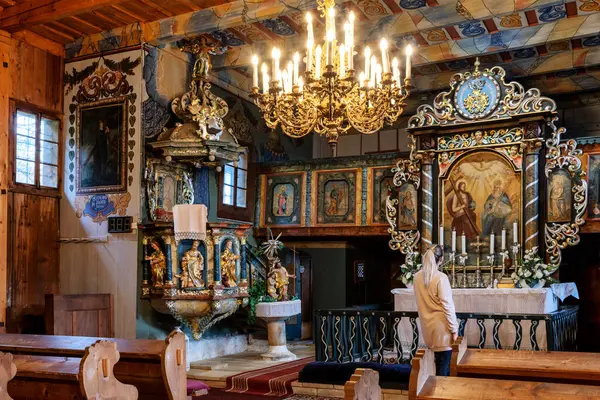 Stary Drewniany Kościół Miejscowości Istebne Słowacji — Zdjęcie stockowe