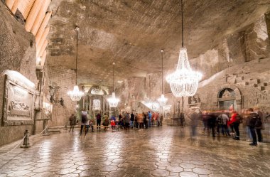 Wieliczka, Polonya - 20 Şubat 2018: Wieliczka tuz madenindeki oda