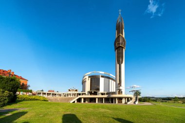 Krakow, Polonya - 11 Ağustos 2023 Lagiewniki, Krakow 'daki İlahi Merhamet Kilisesi