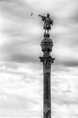 Barcelona, Spain - April 19, 2017: Christopher Columbus monument in city Barcelona in Spain clipart