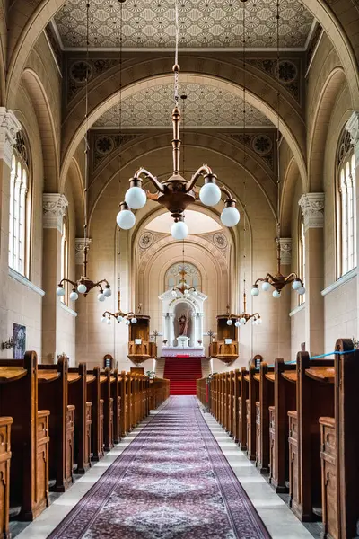 stock image Kezmarok, Slovakia - May 7, 2024: Interior of New evangelical church in town Kezmarok