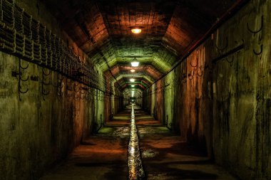 Uzun, ürkütücü koridor. Karanlık korku tüneli