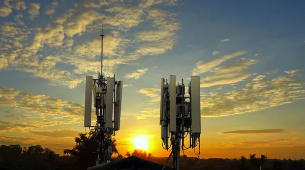 Cellular Macro Base Station Base Transceiver Station Telecommunication Tower Wireless — Stock Photo, Image