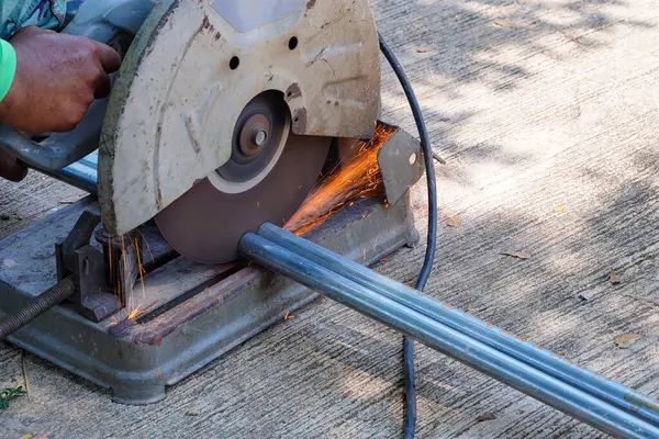 electric saws cutting Galvanized Steel Sheet at the job site.