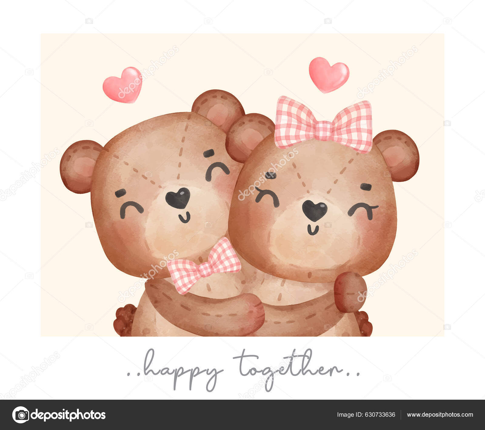 Bonito Clássico Casal Marrom Ursinhos Pelúcia Feliz Abraço Foto Meu Vetor  de ©Natsicha 630733636, image size:1600x1418