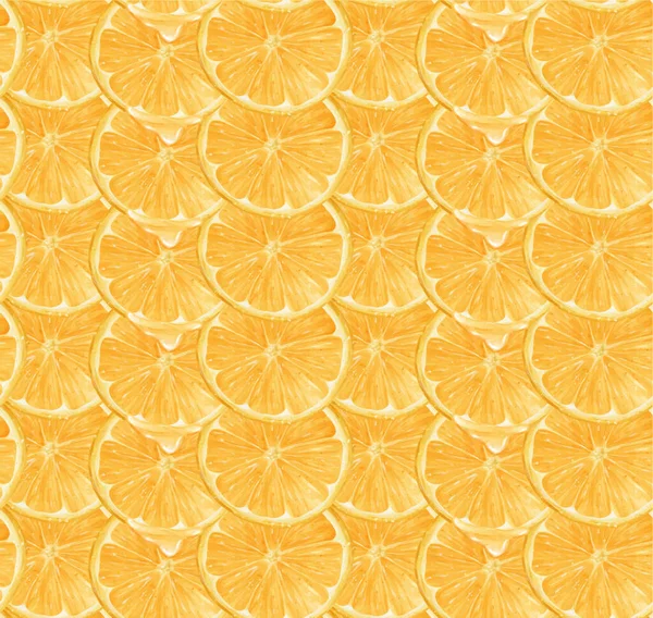 Muster Nahtloser Hintergrund Aquarell Nahaufnahme Aufgeschnittene Orangefarbene Früchte Semirealistische Handzeichnung — Stockvektor