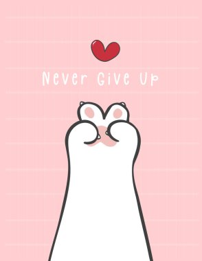 Sevimli Zafer Hareketli Kedi Pençesi Kalpli Karalama, Olumlu Evcil Hayvan Çizgi Filmi Sanatı