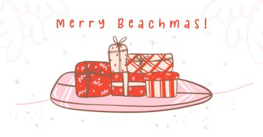 Sörf tahtası Yaz Noel Hediyeleri. Şirin Kawaii Doodle Çizimi