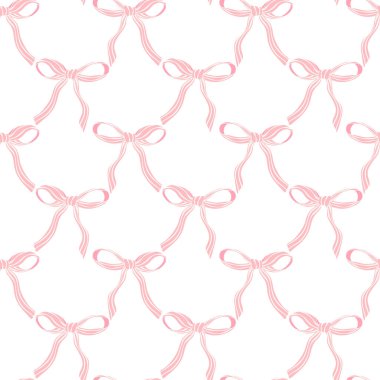 Beyaz arka planda izole edilmiş şirin, pembemsi, pembemsi kurdele yayı.