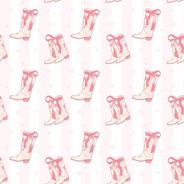 Coquette Desenli Kovboy Kız Çizmesi, Kız Batılı Dijital Kağıt