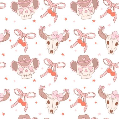 Coquette Kusursuz Kalıp Kovboy Kız, Kız Batı Dijital Kağıdı Beyaz arka planda izole.