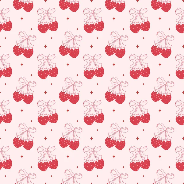 Dikensiz yay desenli Coquette çileği, izole edilmiş retro vintage arkaplan.