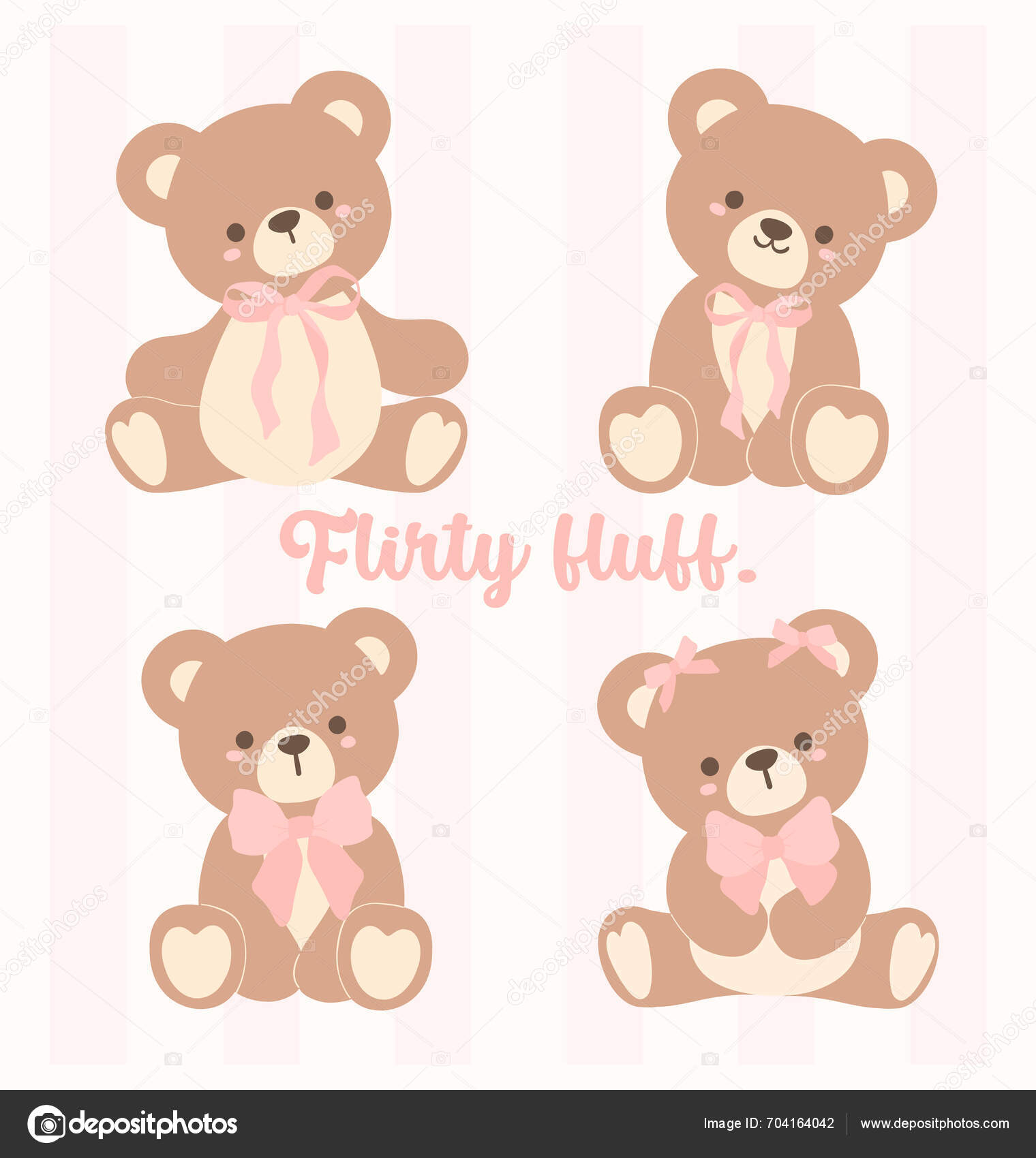 Conjunto Bonito Ursinho Pelúcia Coquette Com Laço Fita Rosa Ilustração  Vetor de ©Natsicha 704164042, image size:1520x1700