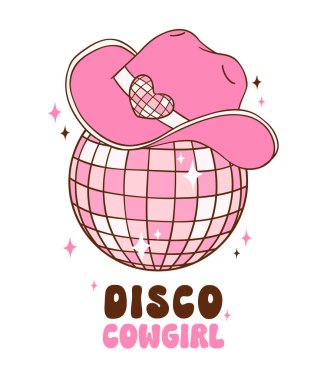 İllüstrasyon, modaya uygun retro-groovy vibes disco çağı.